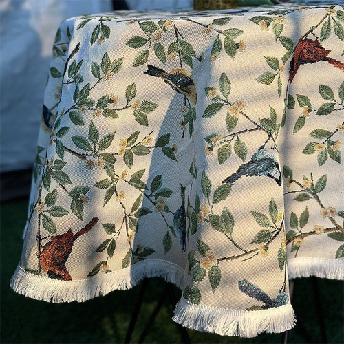 American Retro Oil Painting Style Tablecloth Cotton Linen Embroidered Tablecloth Thick Pastoral Style Floral Coffee Tablecloth Wholesale