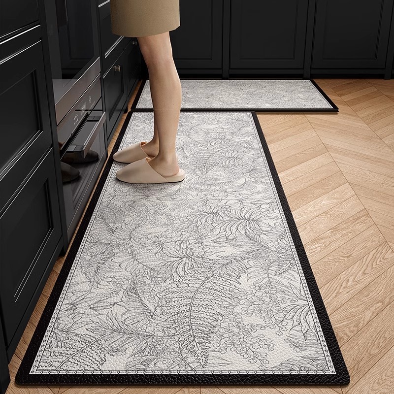 キッチンマット滑り止め防油は、洗濯フリー専用のフロアマット防水汚れに強い家庭用皮革pvcカーペットを拭くことができる