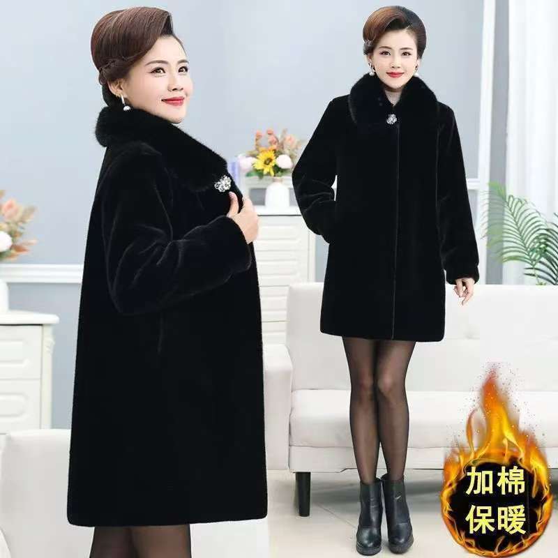 Halflange imitatiebont jas dames gevoerde winterjas_voghion.com