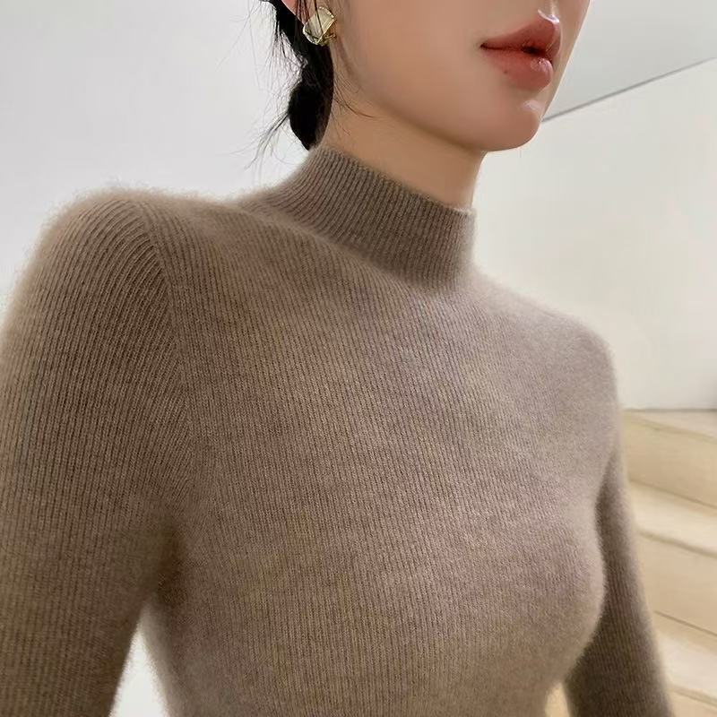 First-Line Ready-To-Wear Half Turtleneck Slim Bottoming Shirt for Women Autumn and Winter 2025 New Sweater Slimming Look Inner Wool Knitwear First-Line Ready-To-Wear Half Turtleneck Slim Bottoming Shirt for Women Autumn and Winter 2025 New Sweater Slimming Look Inner Wool Knitwear
