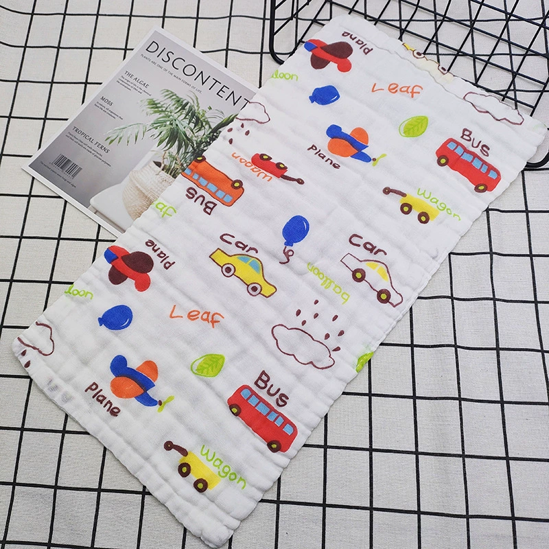 Children's Gauze Cotton Baby Towel & Cartoon Bib, Soft Face/Hand Wipe, Sizes 25×25–30×50 cm