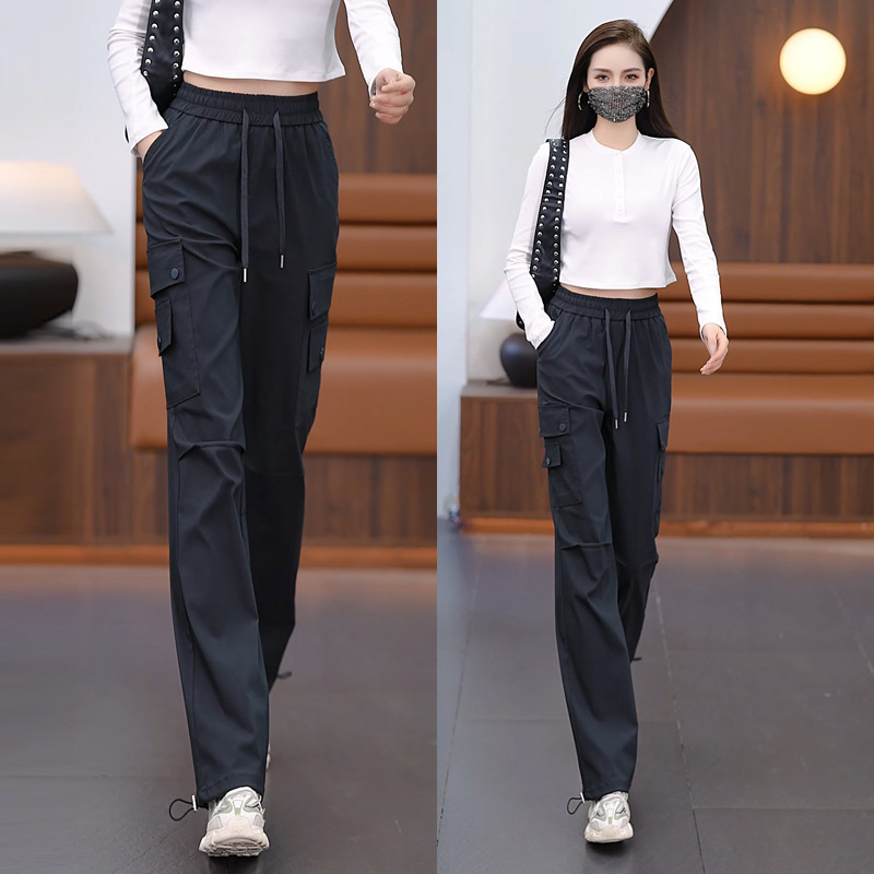 Workwear Wide-Leg Sweatpants for Women 2025 Autumn and Winter New Elastic High-Waisted Thickened Casual Slimming Straight-Leg Trousers
