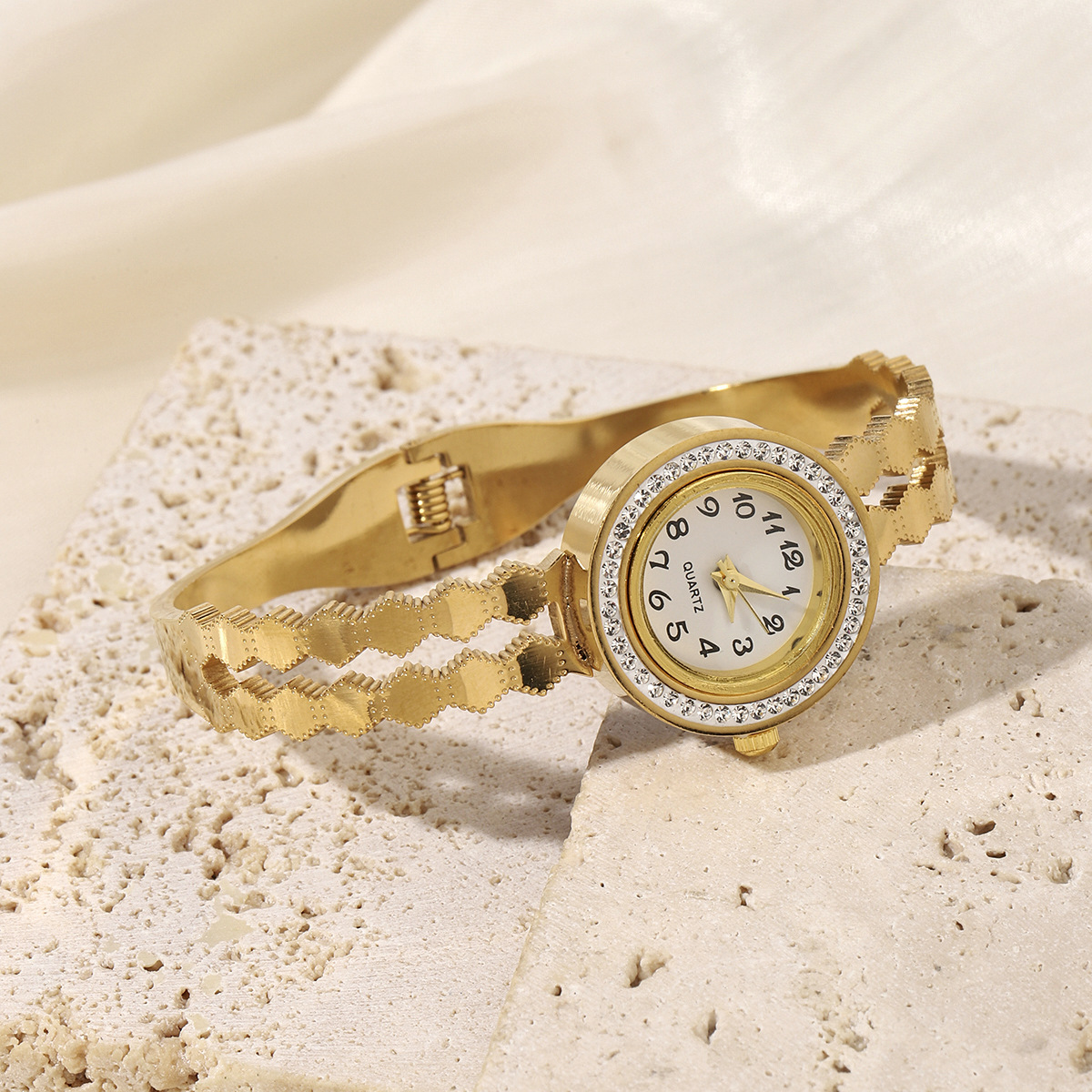 Pointer+Number Display Type Elegant Solid Color Quartz Women's Watches