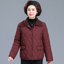 小个子中老年妈妈冬装时尚菱格短款棉服女2025新款轻薄棉衣小棉袄