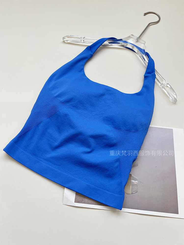 Transfronteriza versión de la patria DF cuello cuadrado chaleco de cuello colgante de tres capas con almohadilla de pecho alta elástica hermosa espalda ajustada sin costuras ropa de yoga de fitness