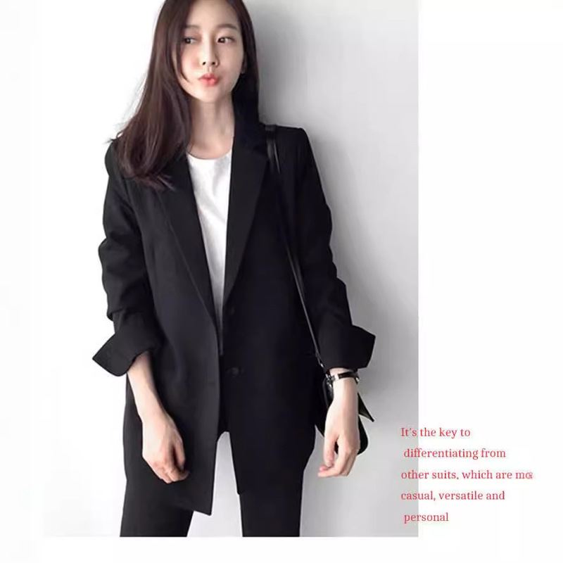 Autumn Korean and Japanese Style Loose-Fitting Slim-Fit British-Style Blazer Mid-Length Women's Jacket with Three-Dimensional Tailoring, Casual and Fashionable