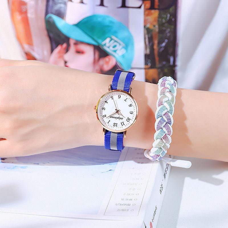 Nuevo Arco Iris correa de lona Campus Reloj simple Mori chica ins fresco todo-fósforo novias correa de lona reloj