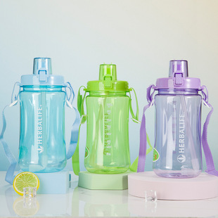1L Plastic Cup Sports Water Bottle Practical Large Capacity Outdoor Sports Water Cup Solid Color Space Cup Summer Straw Cup