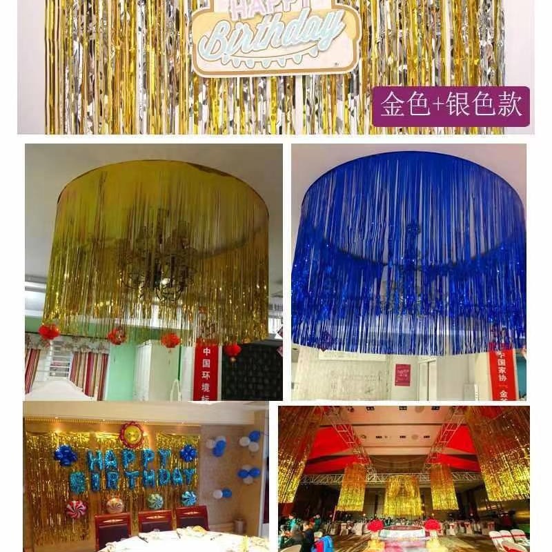 Cortina de seda de lluvia de macaron decoración de fiesta cortina de seda de lluvia decoración de fiesta cortina de seda de lluvia decoración de boda