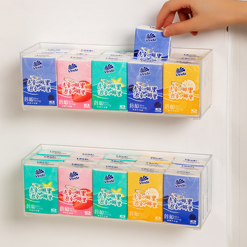 Entrance wall-mounted handkerchief paper storage box plastic transparent box desktop small bag tissue box storage and organization storage box
