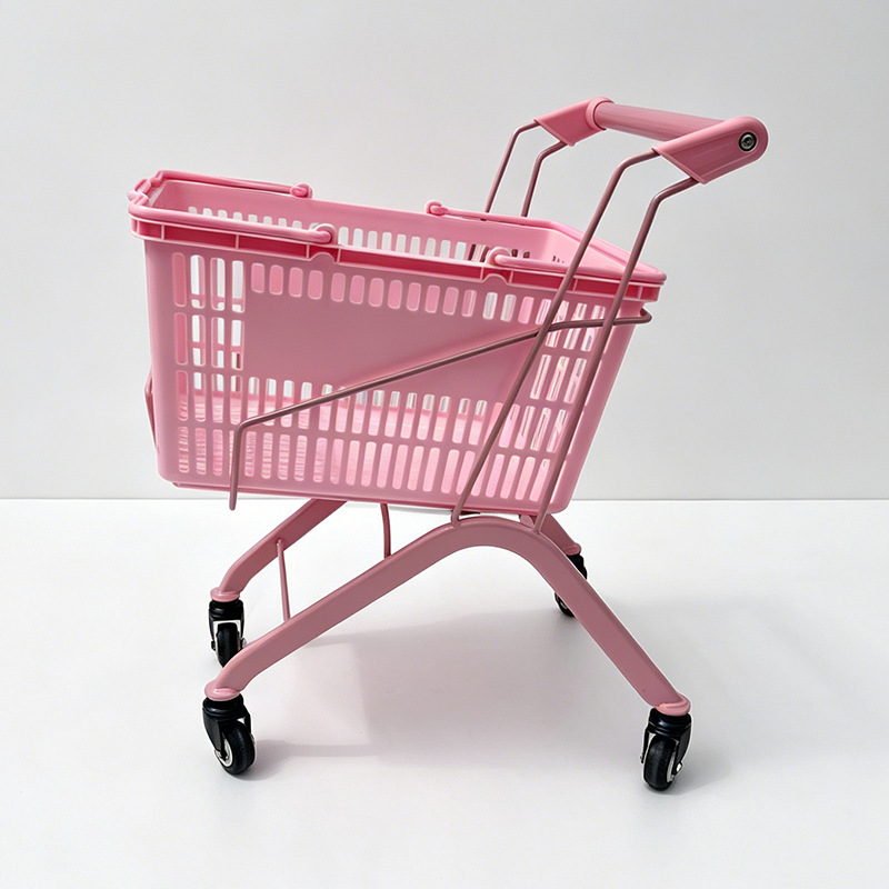 Mini Carrito de Compras Infantil de Metal y Poliuretano con Ruedas de PU para Tienda de Conveniencia