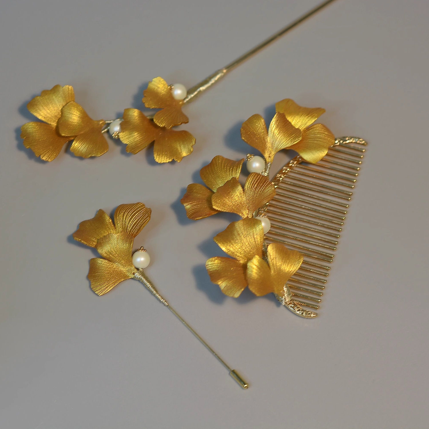 Broche feuille de ginkgo, peigne à cheveux, épingle à cheveux thermorétractable, cheongsam, hanfu ancien, style chinois moderne, rétro, polyvalent, simple_voghion.com