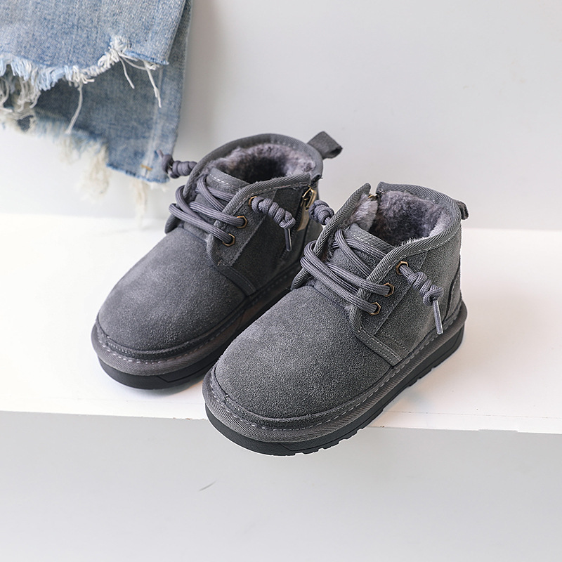 Little Black Horse – bottes de neige pour enfants, bottes d'hiver en coton pour bébé, en cuir véritable givré, pour garçons et filles_voghion.com