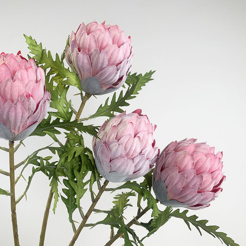 仿真花朝鲜蓟百合凤梨花头仿真植物单支小帝王花插花装饰花 假花