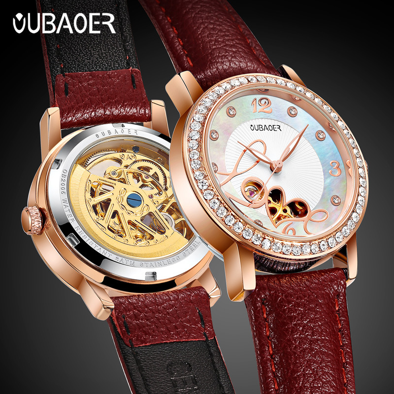 Hot new automatic women's mechanical watch luminous waterproof Women's Watch Diamond-embedded fashion simple watch Generation