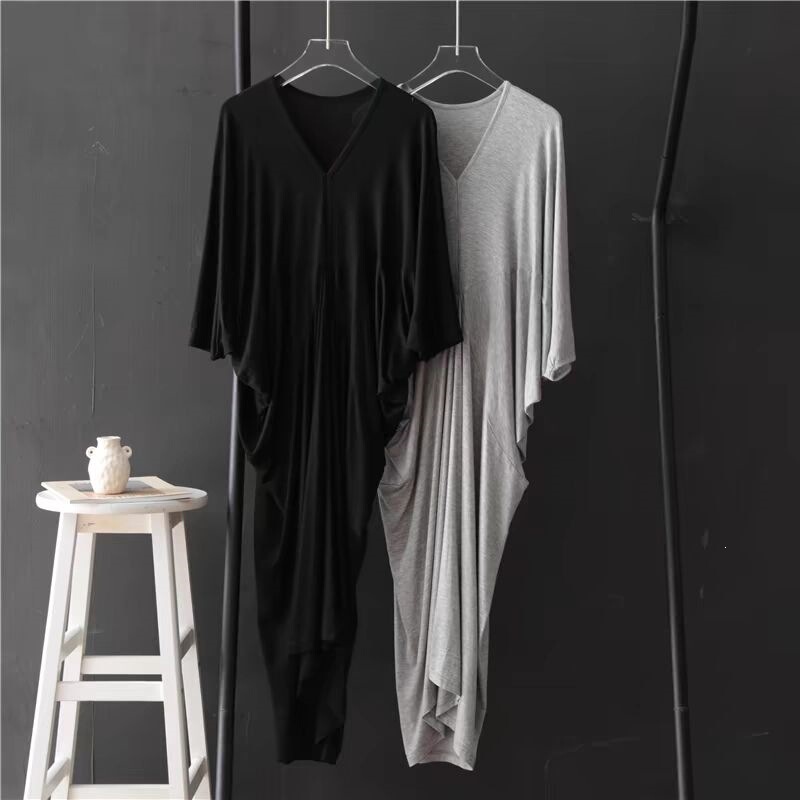 Modal Dress for Women 2026 Summer Mid-Length Batwing Sleeve Loose Plus Size Black New Style Elegant Dress Modal Dress for Women 2026 Summer Mid-Length Batwing Sleeve Loose Plus Size Black New Style Elegant Dress