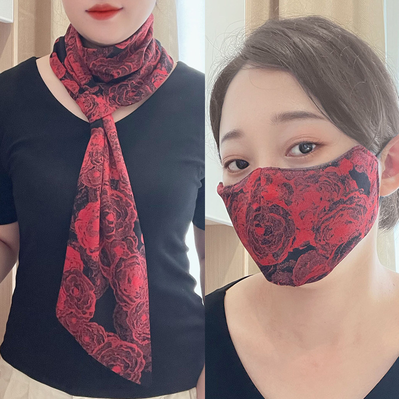New extra-large widened long socket small scarf fashion women's Korean-style Pearl cotton scarf mask neck protection