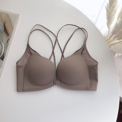 Luz japonesa de alta calidad kapok inalámbrico cómodo frente hebilla Sujetador push up Cruz belleza espalda grande ropa interior para las mujeres