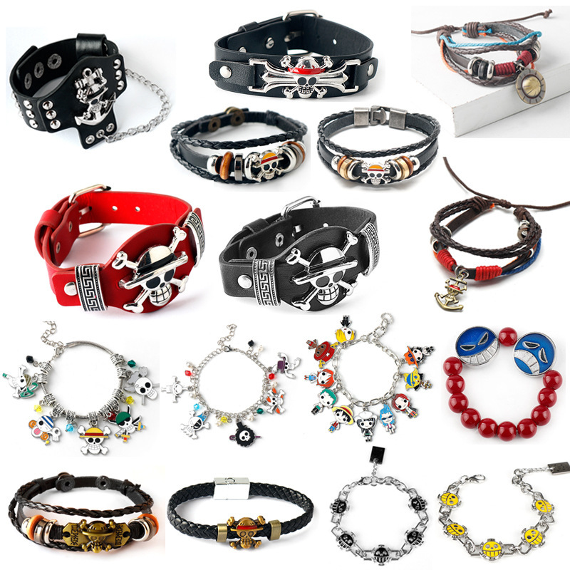 Anime One Piece Bracelet Luffy Skull Anchor Leather Bracelet Fire Fist Ace Beaded Bracelet Accessories Anime One Piece Bracelet Luffy Skull Anchor Leather Bracelet Fire Fist Ace Beaded Bracelet Accessories
