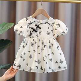 女童连衣裙夏季汉服新中式洋气儿童装中国风宝宝夏装旗袍小童裙子
