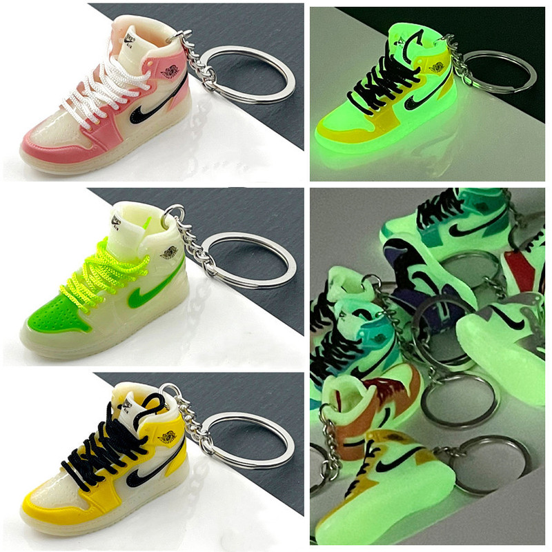 AJ Stereo Shoes Luminous Shoes Mold Keychain Basketball Shoes Pendant Jewelry Doll Handmade High-top Shoes Model Ornaments