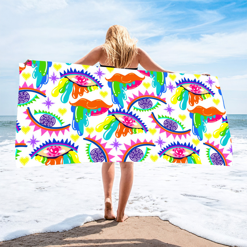Spot Amazon Cross-Border Dropshipping Devil's Eye Beach Towel Custom Printed Beach Bath Towel Camping Towel