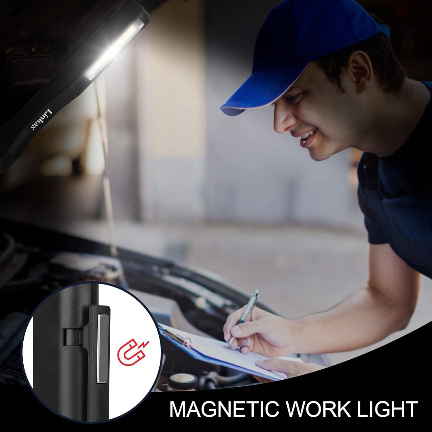 Rechargeable Multifunctional Pen-Shaped Magnetic Work Light Cob&Led Emergency Inspection Light Mini Portable Outdoor Lighting