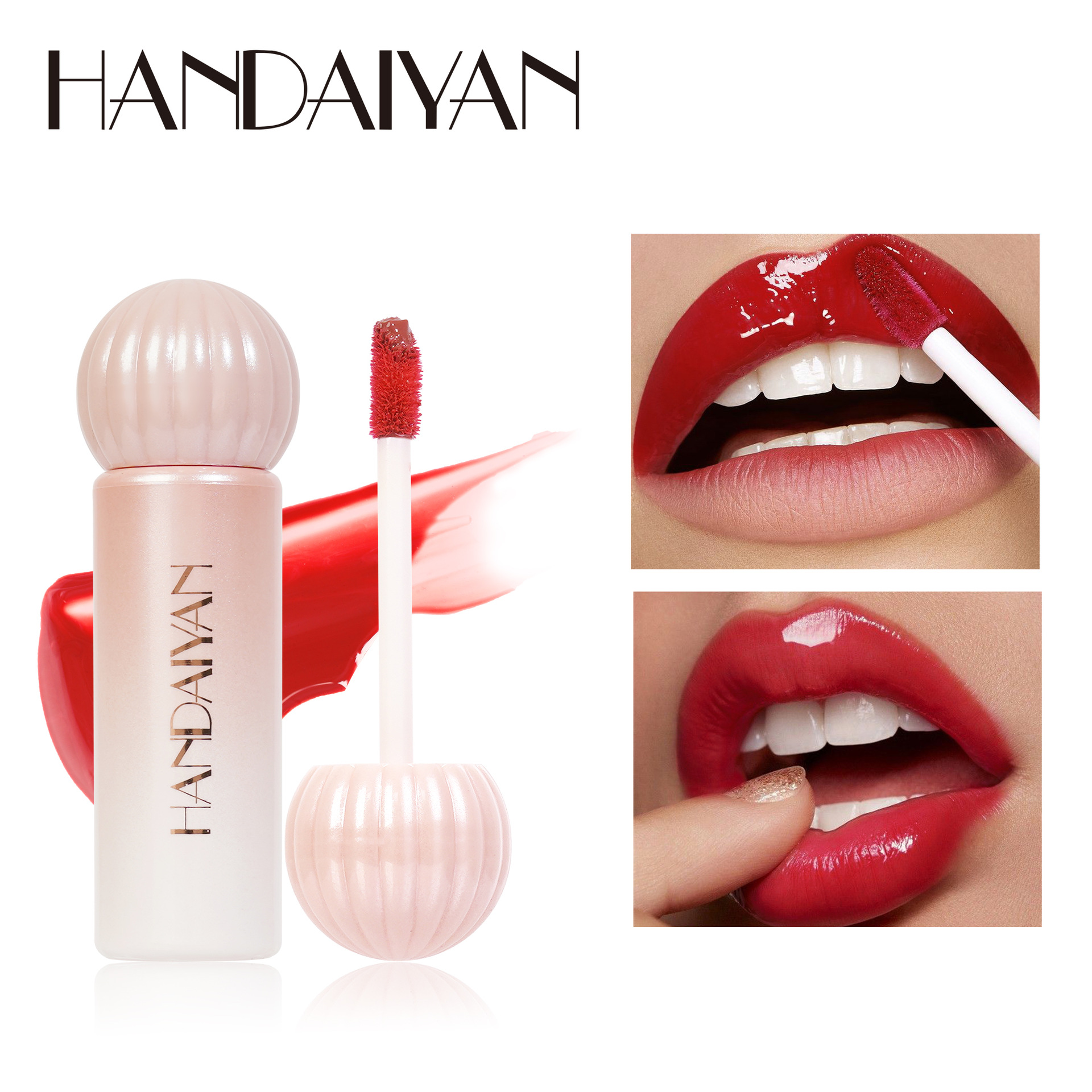 HANDAIYAN es fácil de colorear, hidratante, líquido de tinta labial de espejo, esmalte labial de seda suave.