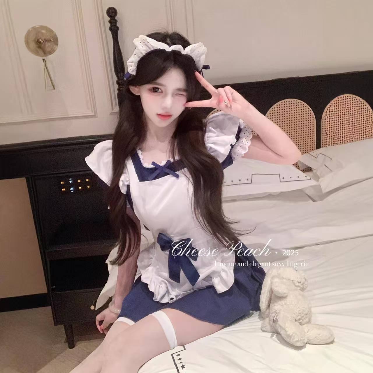 Japanese-Style Maid Cosplay Lolita Dress Plus-Size Anime Costume with Safety Shorts — detail image 2