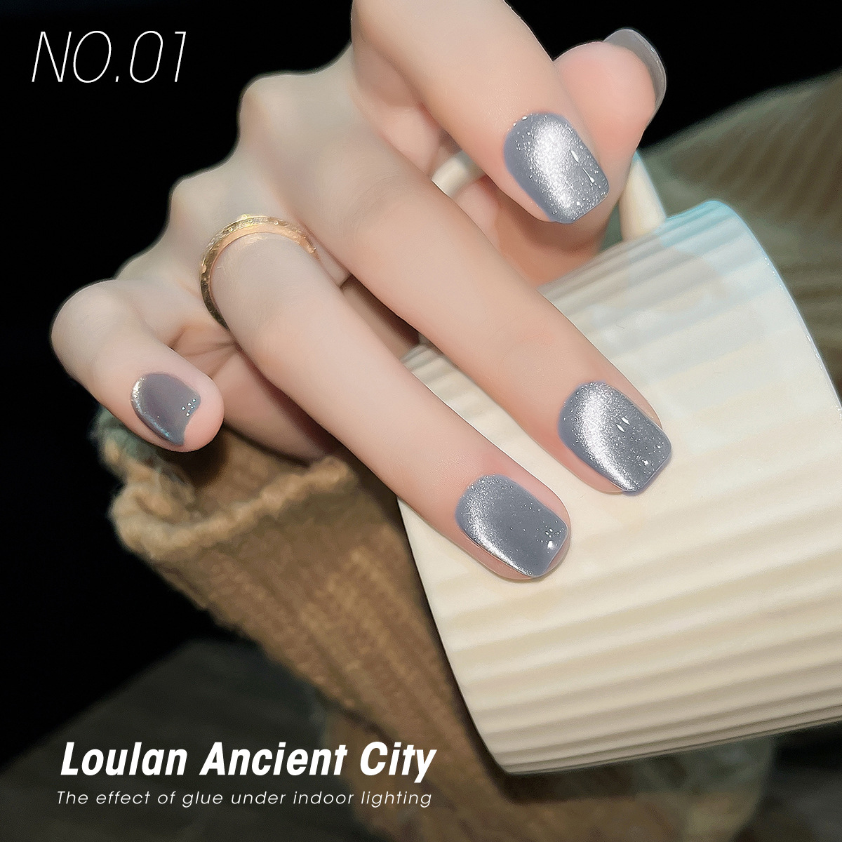 Loulan ciudad antigua ojo de gato esmalte de uñas 2024 nuevo blanco popular perlas de vidrio ojo de gato tienda de uñas luz especial
