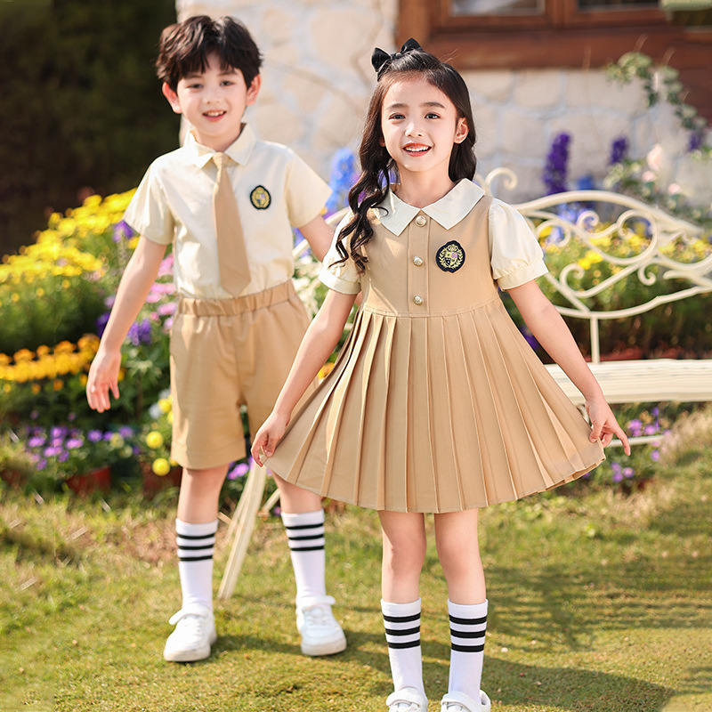School uniform set for primary school students, spring and autumn style, college-style class uniform set, children's kindergarten uniform, three-piece sports set for spring