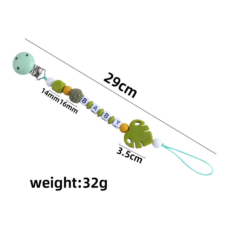 Bebé suministros DIY creativo Hemu chupete clip de nombre del bebé calmante hoja de silicona chupete Cadena de juguete