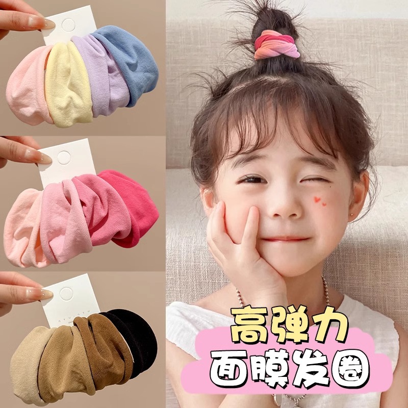 Mascarilla facial agradable para la piel para niñas, lazo para el cabello, cuerda para la cabeza de cola de caballo alta, cuerda para el cabello atada para niños, tocado de goma de alta elasticidad y duradero