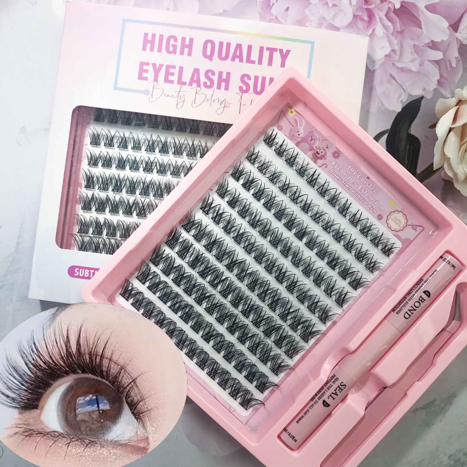 Transfronterizas pestañas falsas 30 - 100D comercio exterior caja de pestañas gruesas con pinzas de pegamento conjunto de pestañas falsas