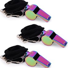 现货代分包高品质不锈钢带绳炫彩口哨户外求生救生教练足球裁判哨