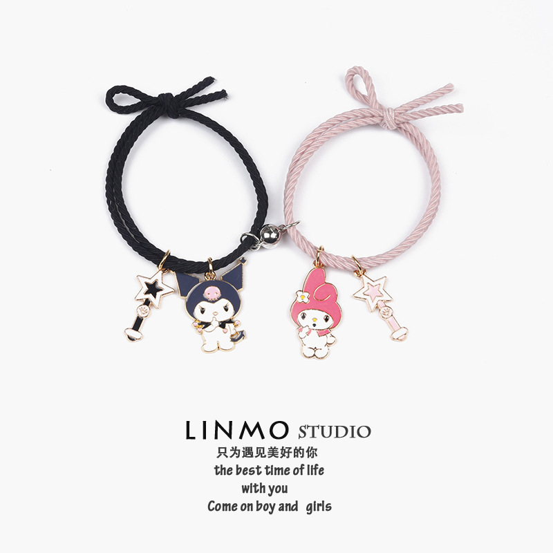Melody Culomi Couple Bracelet Pair for Boyfriend Small Leather Case Best Friend Magnet Attraction Bracelet Headband Women