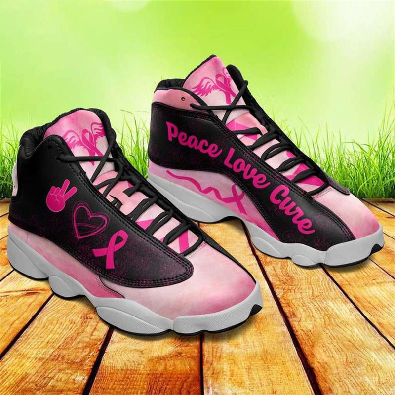 Independent Site New Cross-Border Courage and Support Ribbon Printed High-Top Sneakers Black and White Bottom Basketball Shoes Starting from One Piece