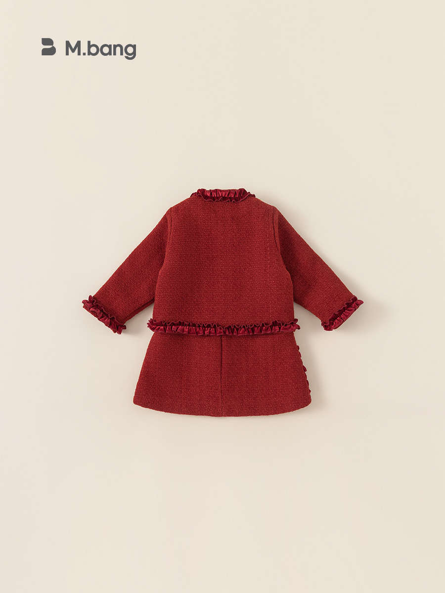 Ropa infantil Youbao, conjunto de dos piezas estilo Chanel para niñas, traje rojo para el Año Nuevo, vestido de cumpleaños, ropa de princesa