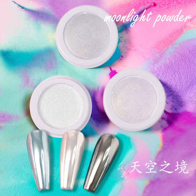 Internet celebrity Moonlight White Aurora powder Super Flash mirror flour ice transparent magic mirror polarized glitter ultra fine powder magic color nail jewelry