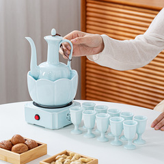 温酒器陶磁器熱酒ポット家庭用暖酒ポット中国式酒器セット青酒加熱小酒杯分酒杯
