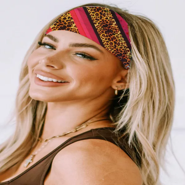 Cross-Border Foreign Trade Headscarf for Women, Leopard Print, Sports, European and American Style, Elastic Hairband, Sweat-Absorbent Headscarf