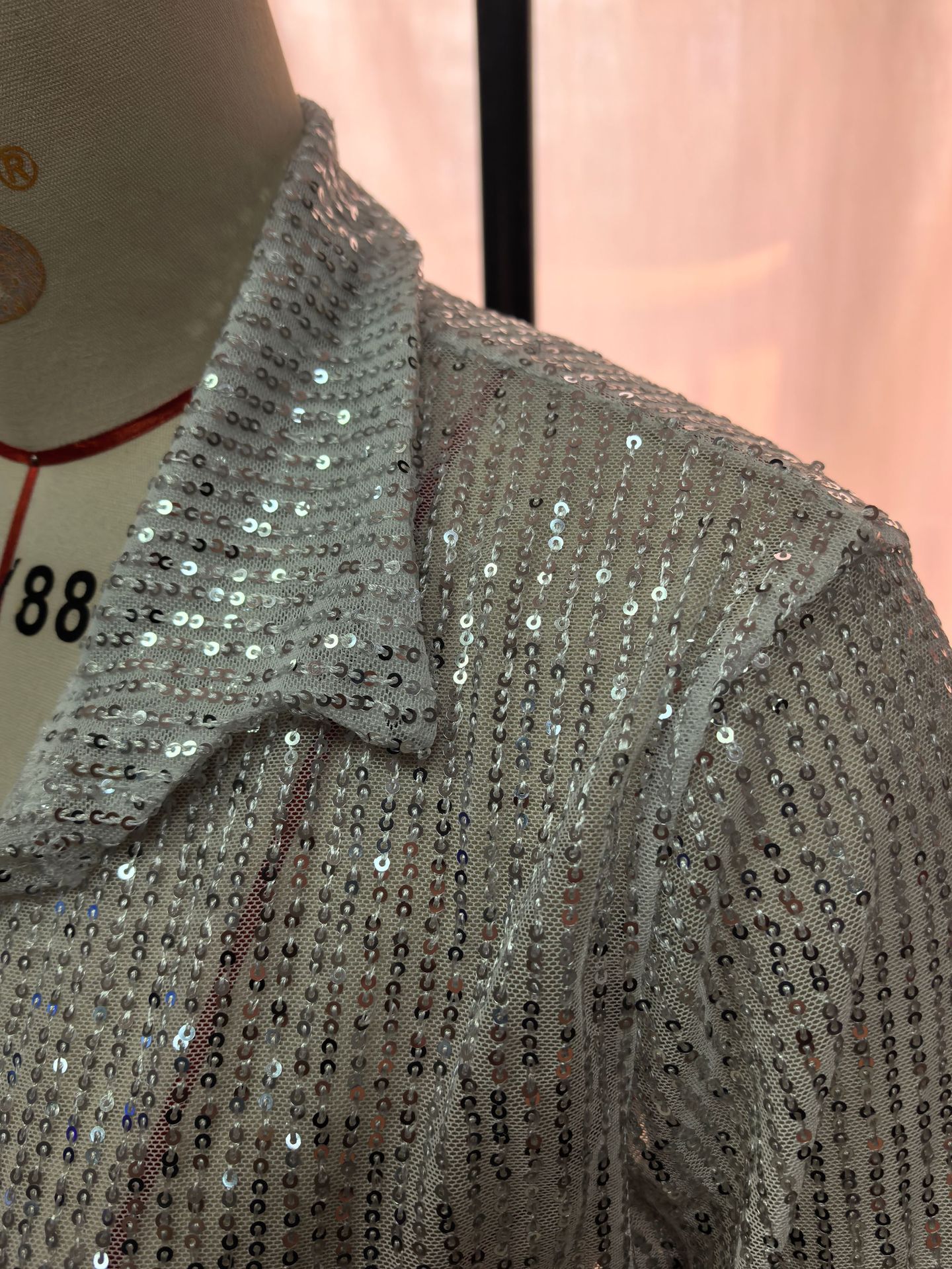 2025 Spring Summer New Sequin Top Turn-down Collar Long Sleeve Cardigan Basic Women's Shirt Jacket_voghion.com