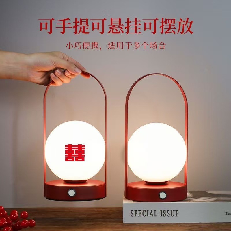 Decoración de lámparas de escritorio un par de lámparas de cabecera de cama rojo, regalo de bodas, lámpara de noche, lámpara de boda