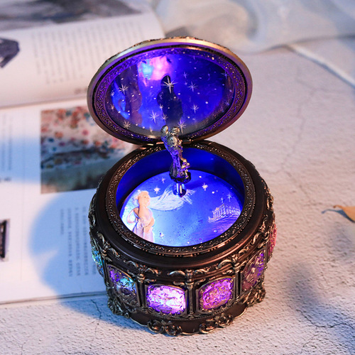 DIY Constellation Retro Music Box Music Box Creative Boutique Christmas Birthday Gift for Girls Rotating and Glowing