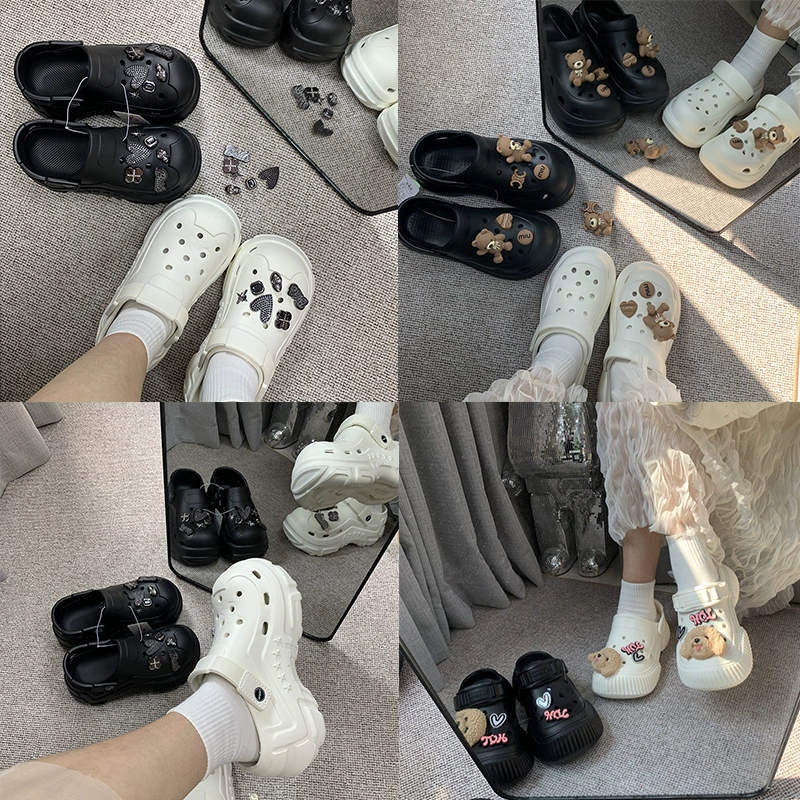 Пещерные туфли женские туфли с толстым подошвом увеличены, удобны и дышащие пляжные противоскользящие на свежем воздухе холодные тапочки