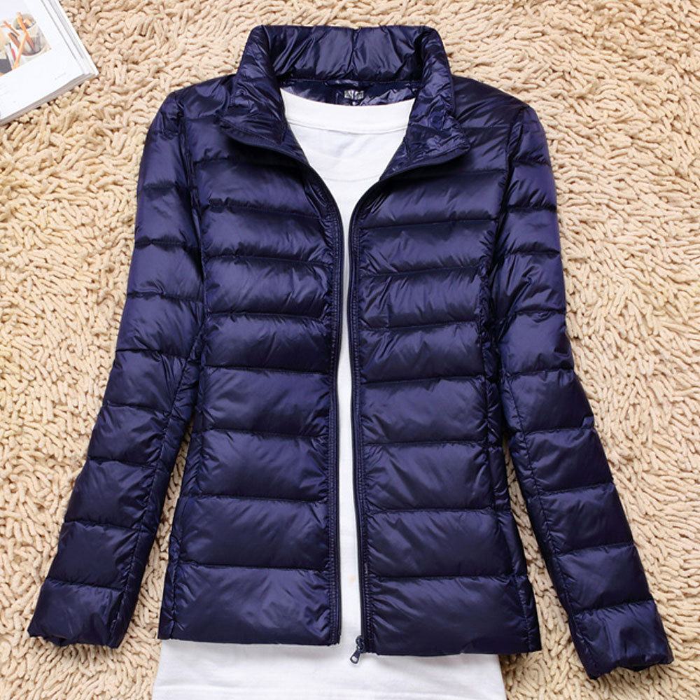 Mujer Ultra Light Down Coats Chaqueta acolchada de algodón para mujer Chaqueta acolchada de invierno con cuello alto y ligero