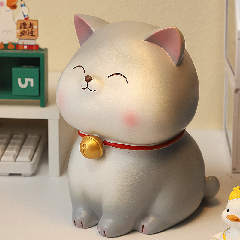 Kitten Piggy Bank Light Luxury Girly Heart Ins Simple Office Desktop Piggy Bank Home Decoration Gift