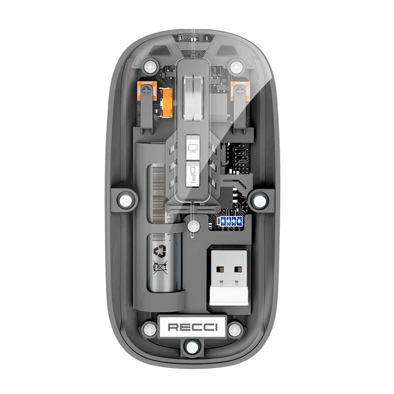 Space capsule-style three-mode wireless mouse, featuring a transparent magnetic cover and silent operation, with Type-C charging, compatible with computers, tablets, and mobile phones