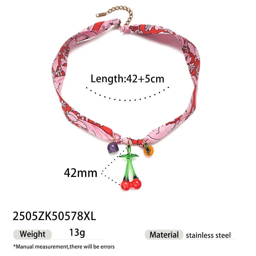 Taena collar colgante de acero inoxidable europeo y americano dulce y fresco bufanda de seda estilo chica caliente collar de color tejido cadena de clavícula collar