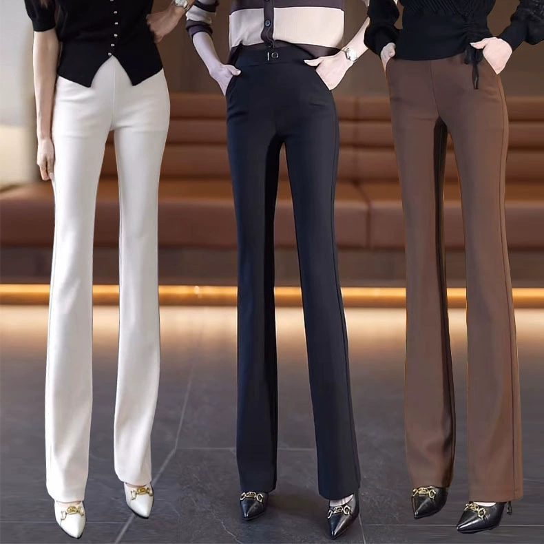 Микро-расклешенные брюки женские весенние и летние тонкие с высокой талией, эластичная повседневная подвеска